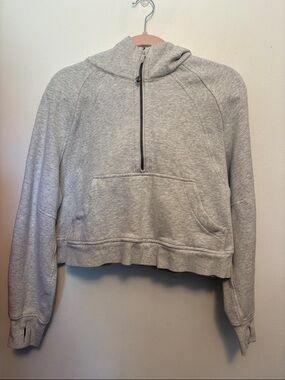 Lululemon Light Gray Half-Zip Hooded Scuba